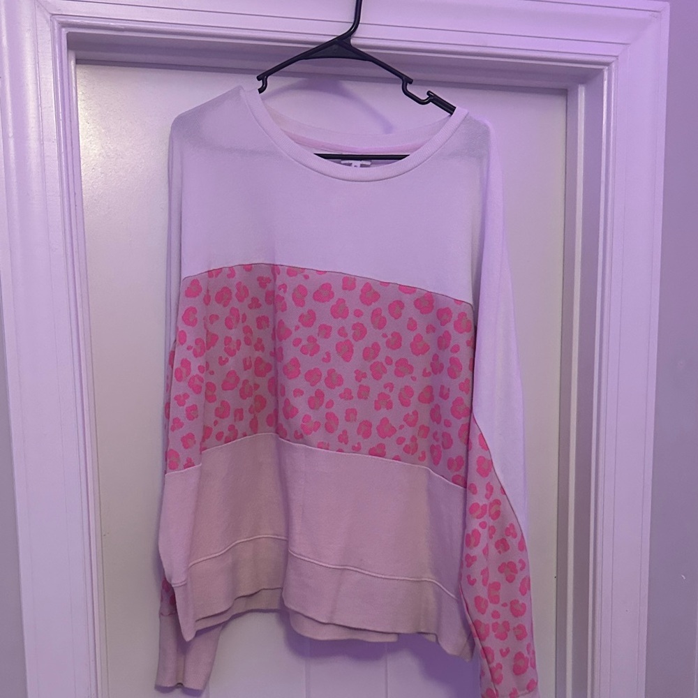Pink Leopard Print Sweater